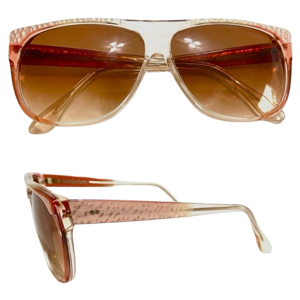 1980’s Vintage Angular Pink and Clear Sunglasses, Oversized Sunnies